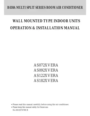 Haier AS072XVERA Operation And Installation Manual first page preview