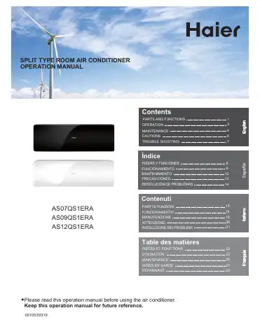 Haier AS07QS1ERA Operation Manual first page preview