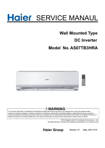 Haier AS07TB3HRA Service Manual first page preview