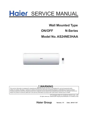 Haier AS24NE3HAA Service Manual first page preview