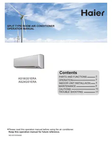 Haier AS18GS1ERA - Operation Manual first page preview