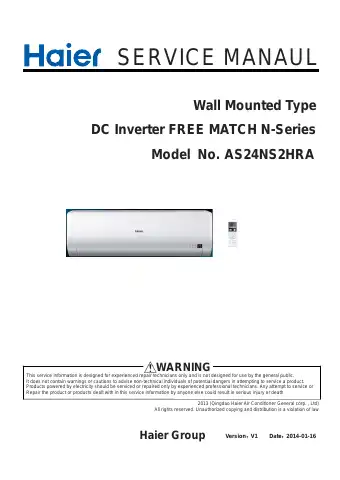 Haier AS24NS2HRA Service Manual first page preview