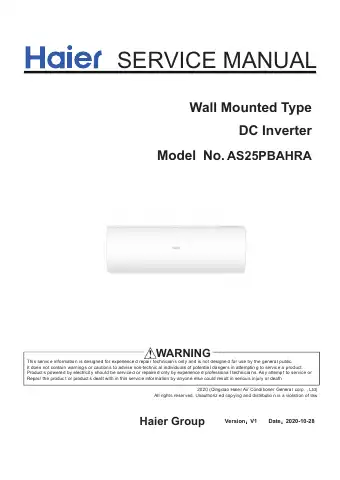 Haier AS25PBAHRA Service Manual first page preview