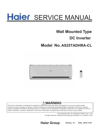 Haier AS25TADHRA-CL Service Manual first page preview