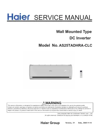 Haier AS25TADHRA-CLC Service Manual first page preview
