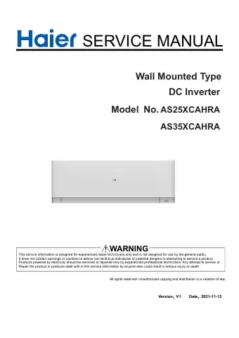 Haier AS25XCAHRA Service Manual first page preview