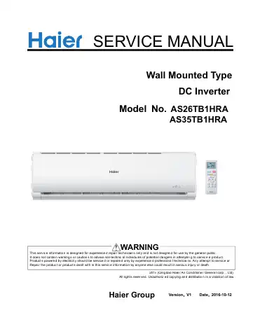 Haier AS26TB1HRA Service Manual first page preview