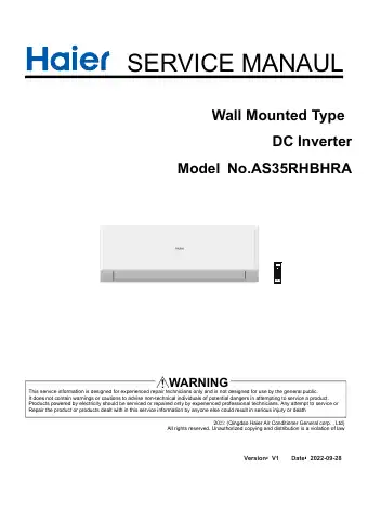Haier AS35RHBHRA Service Manual first page preview