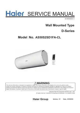 Haier D Series Service Manual first page preview