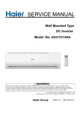 Haier AS53TD1HRA Service Manual first page preview