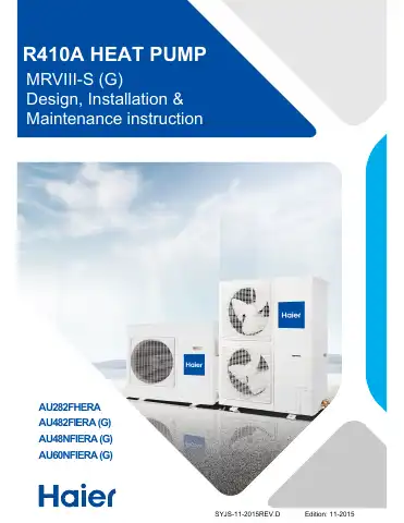 Haier AU482FIERA Installation & Maintenance Instructions Manual first page preview