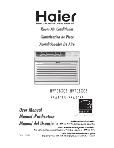 Haier HWR08XC1 User Manual first page preview