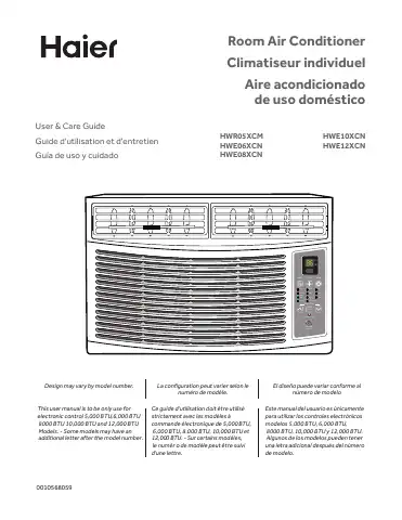 Haier HWR05XCM User & Care Manual first page preview