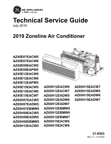 Haier GE AZ45E07EACW5 Technical Service Manual first page preview