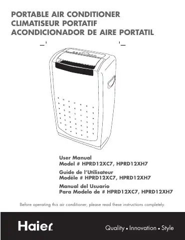 Haier HPRD12XC7 - 12000 BTU Portable AC User Manual first page preview