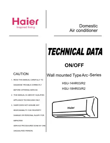 Haier HSU-14HR03/R2 Technical Data Manual first page preview