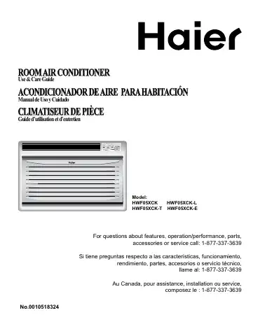 Haier HWF05XCK Use And Care Manual first page preview