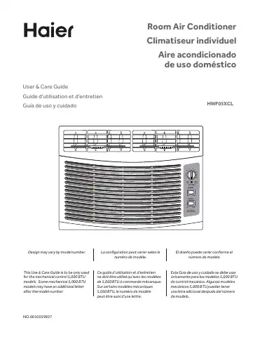 Haier HWF05XCL User & Care Manual first page preview