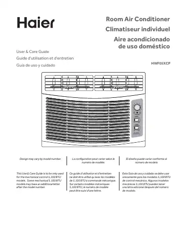 Haier HWF05XCP User & Care Manual first page preview