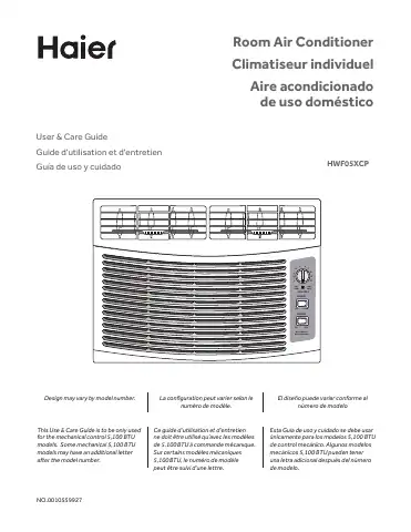 Haier HWF05XCPT User & Care Manual first page preview
