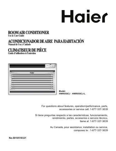 Haier HWR05XCJ Use & Care Manual first page preview
