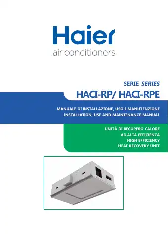 Haier HACI-RP Series Installation, Use And Maintenance Manual first page preview