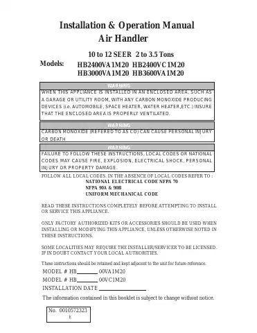 Haier HB2400VA1M20 Installation & Operation Manual first page preview