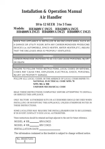 Haier HB3600VC1M25 Installation & Operation Manual first page preview