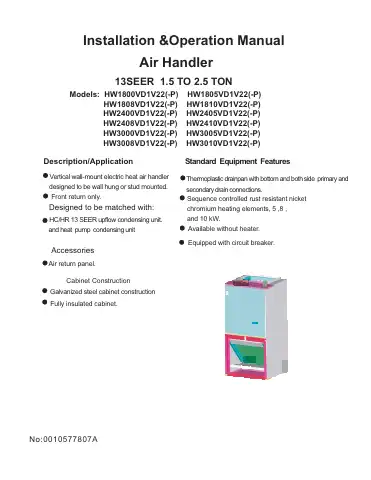 Haier HW1800VD1V22-P Installation & Operation Manual first page preview