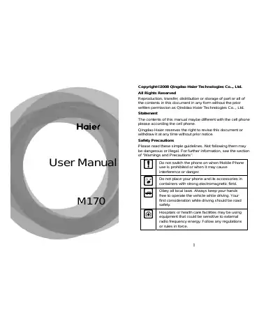 Haier M170 User Manual first page preview