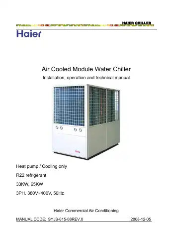 Haier CA0035AANC Installation, Operation And Technical Manual first page preview