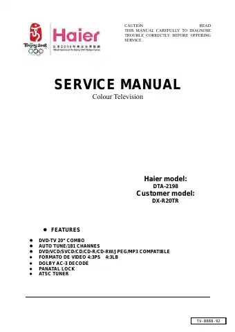 Haier DTA-2198 Service Manual first page preview