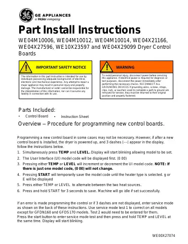 Haier GE WE04X27596 Part Install Instructions first page preview