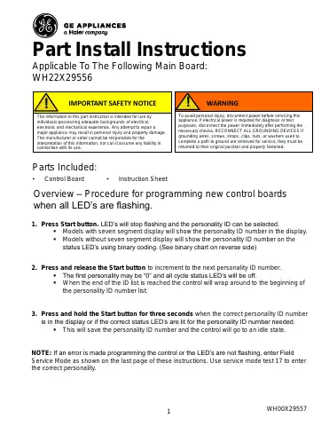 Haier GE WH22X29556 Part Install Instructions first page preview