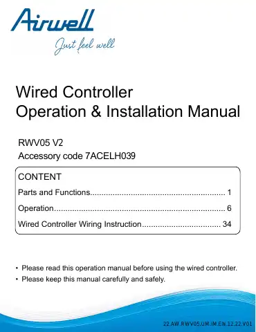 Haier RWV05 V2 Operation & Installation Manual first page preview