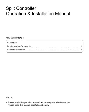 Haier HW-WA101DBT Operation & Installation Manual first page preview