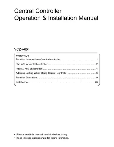 Haier YCZ-A004 Operation & Installation Manual first page preview