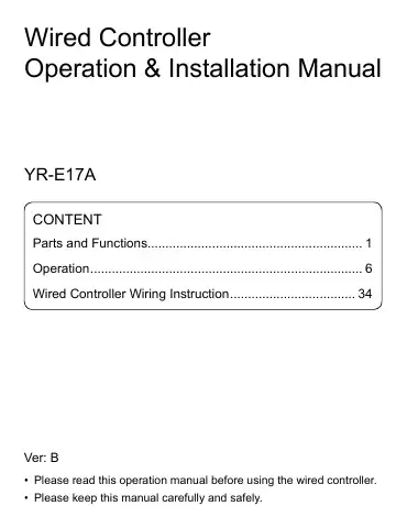 Haier YR-E17A Operation & Installation Manual first page preview