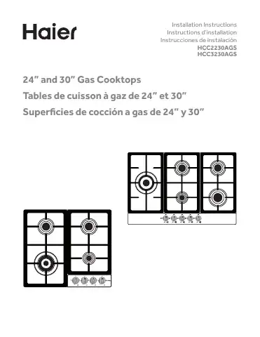 Haier HCC2230AGS Installation Instructions Manual first page preview