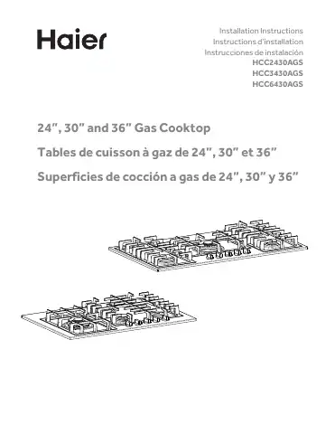 Haier HCC2430AGS Installation Instructions Manual first page preview