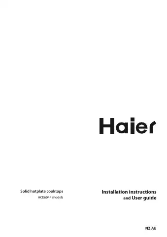 Haier HCE604P Installation Instructions And User Manual first page preview