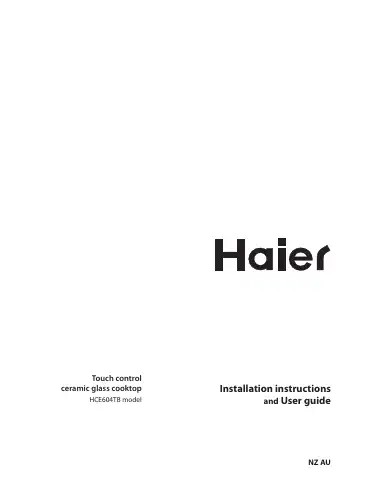 Haier HCE604TB Installation Instructions And User Manual first page preview