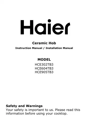 Haier HCE302TB3 Instruction Manual first page preview