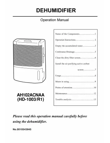 Haier HD-1003 Operation Manual first page preview
