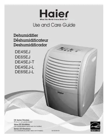 Haier DE45EJ Use And Care Manual first page preview