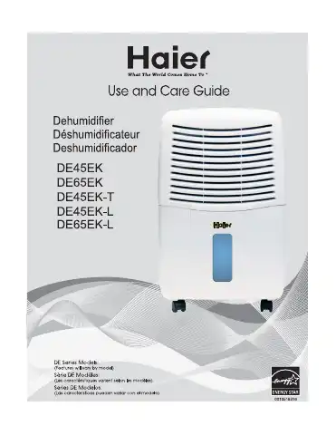 Haier DE SERIES DE45EK Use And Care Manual first page preview