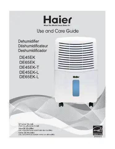 Haier DE45EK Use And Care Manual first page preview