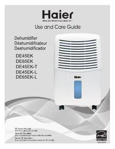 Haier DE45EK Use And Care Manual first page preview