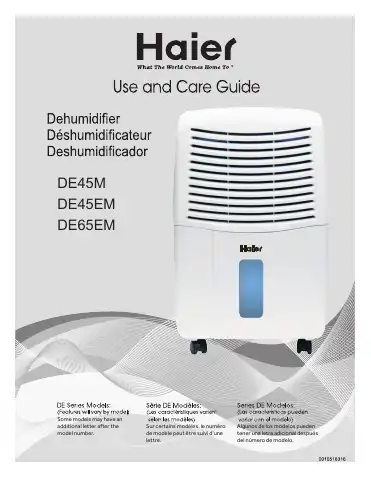 Haier DE45EM Use And Care Manual first page preview