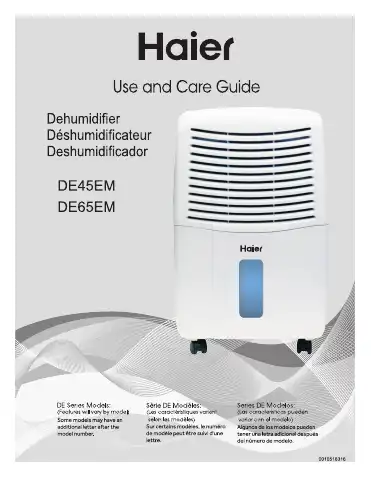 Haier DE45EM Use And Care Manual first page preview